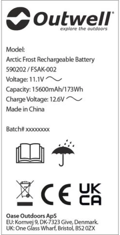 Outwell Oplaadbare Accu Voor Arctic Frost Koelboxen -Camping Verkoop 1069 1900 accu 4