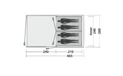 Easy Camp Galaxy 400 Rustic Green Tunneltent - 4 Personen -Camping Verkoop 120391 galaxy 400 rustic green drawing floorplan3