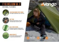 Vango F10 Helium UL 2 Ultralichte Trekking Tunneltent - 1/2 Persoons - Groen -Camping Verkoop 1900 1783 f10 helium ul 2 5