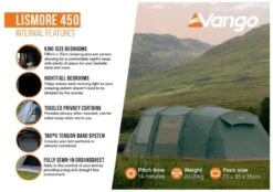 Vango Lismore 450 Tunneltent - 4 Persoons - Groen -Camping Verkoop 1900 1783 lismore 450 package 4