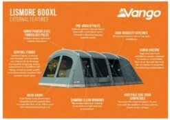Vango Lismore 600XL Tunneltent - 5 Persoons - Groen -Camping Verkoop 1900 1783 lismore 600xl package 2