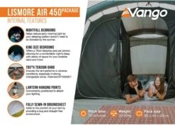 Vango Lismore Air 450 Opblaasbare Tunneltent - 4 Persoons - Groen -Camping Verkoop 1900 1783 lismore air 450 package 4