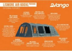 Vango Lismore Air 600XL Opblaasbare Tunneltent - 5 Persoons - Groen -Camping Verkoop 1900 1783 lismore air 600xl package 3