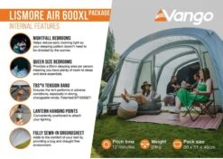Vango Lismore Air 600XL Opblaasbare Tunneltent - 5 Persoons - Groen -Camping Verkoop 1900 1783 lismore air 600xl package 4