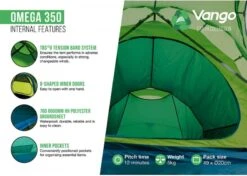 Vango Omega 350 Tunneltent - 3 Persoons - Groen -Camping Verkoop 1900 1783 omega 350 6
