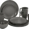 Bo-Camp Stone Melamine Serviesset - 16-delig - Grijs -Camping Verkoop 900 1311 6181375