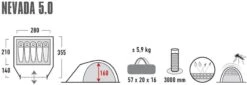 High Peak Nevada 5.0 Koepeltent Met Luifel - 5 Persoons -Camping Verkoop 900 2483 4001690102094.pt01