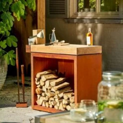 OFYR Butcher Block Storage 90 Corten - Teak Wood -Camping Verkoop ofyr butcher block storage 90 corten teak wood 5