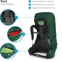 Osprey Rook Backpack - 65 Liter - Zwart -Camping Verkoop osprey rook features